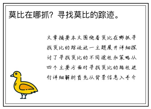 莫比在哪抓？寻找莫比的踪迹。